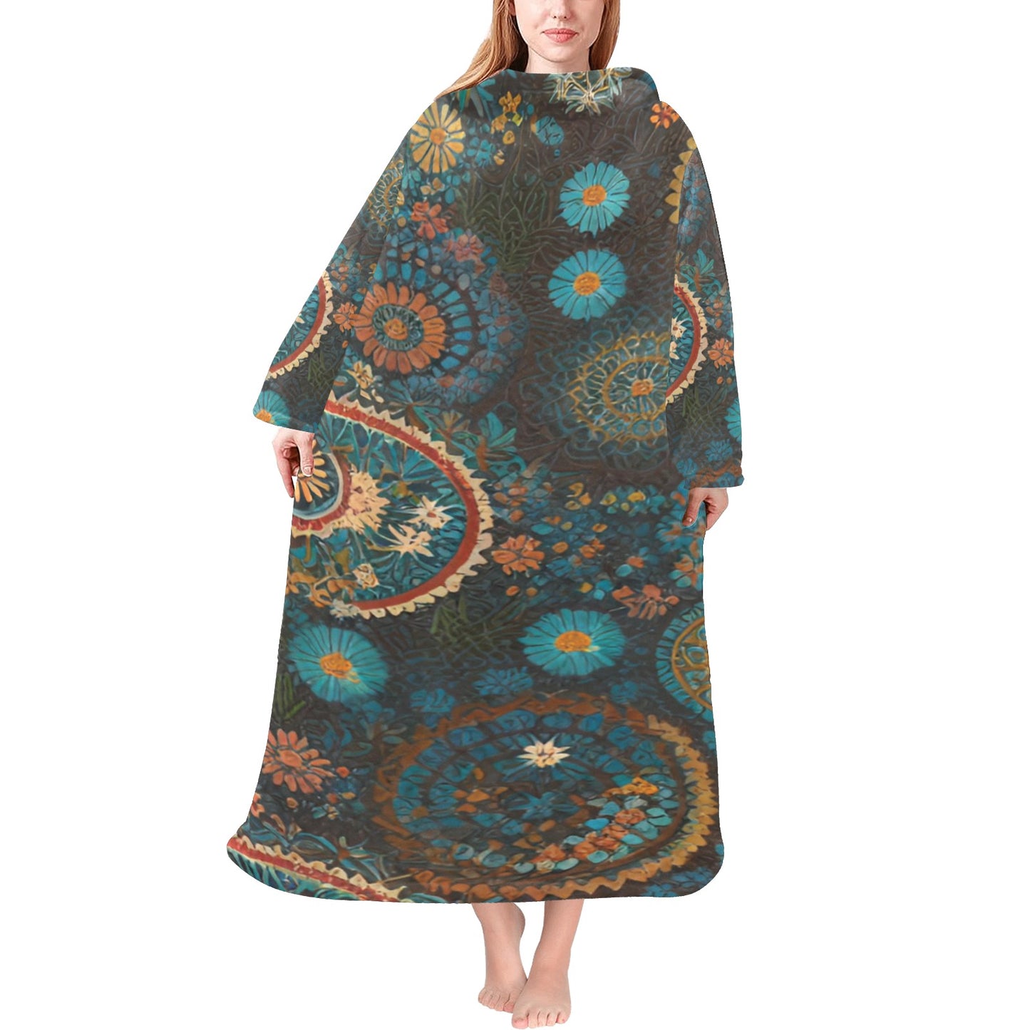 Blanket Robe with Sleeves for Adults