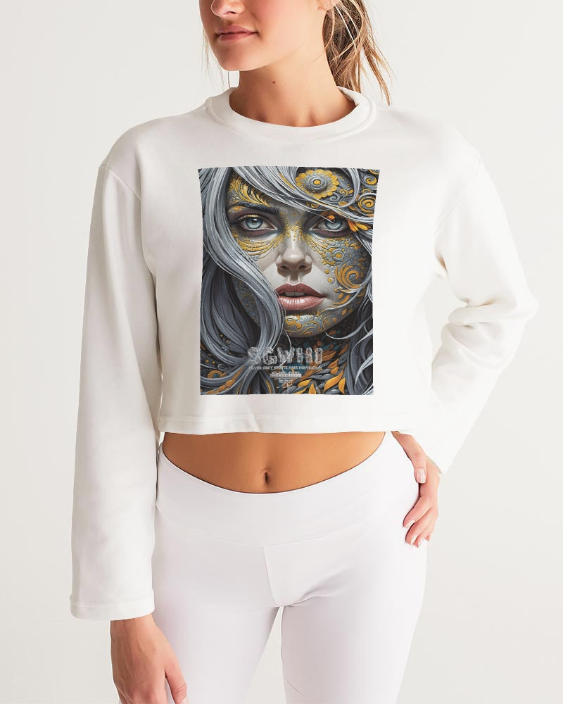 Sweet Silver Yellow Flower Grey Hair sister.[Part three] Women's All-Over Print Cropped Sweatshirt