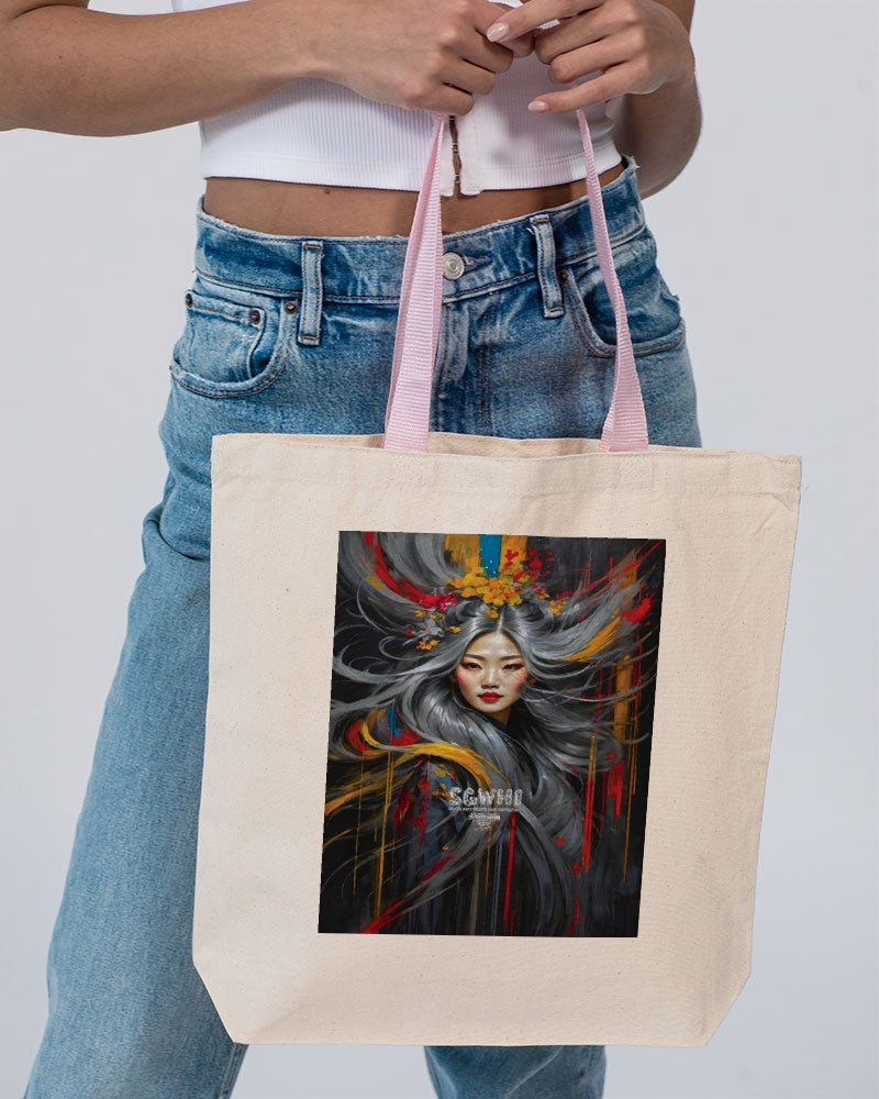 Asian collection [Part 1] Canvas Tote with Contrast-Color Handles | Q-Tees