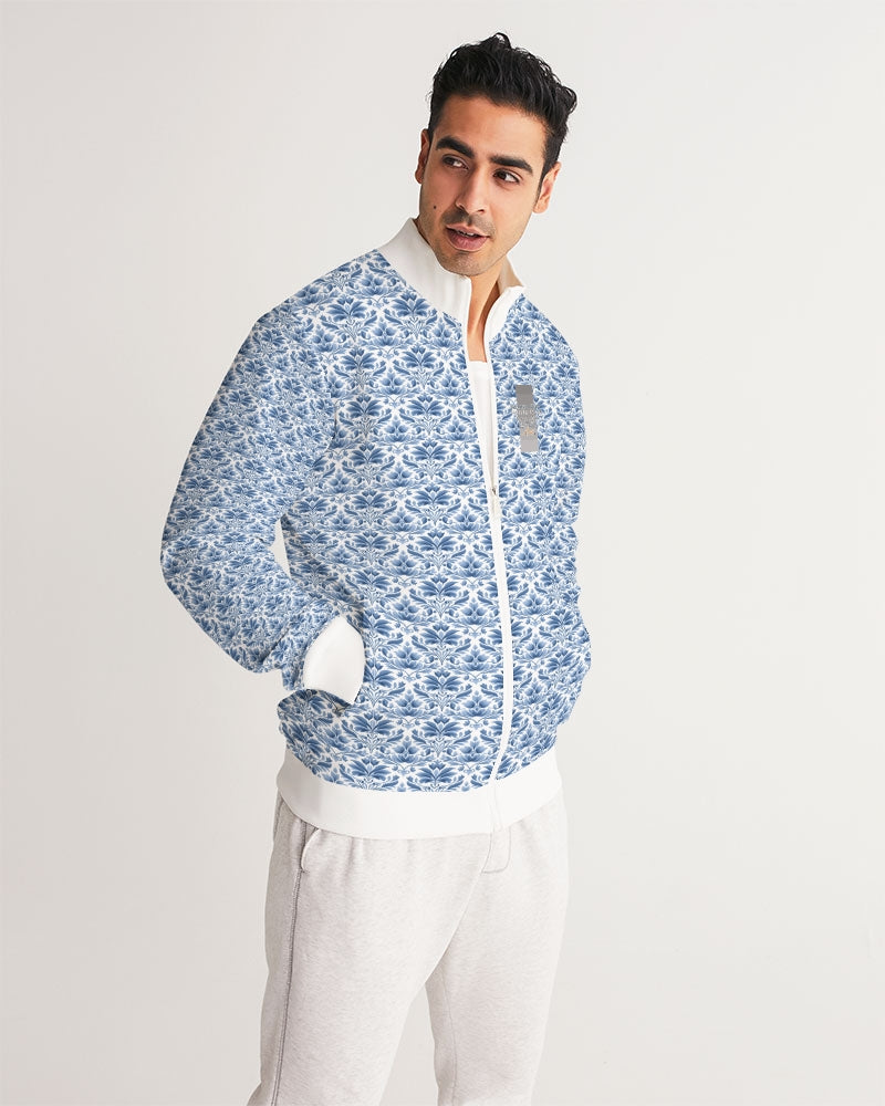 light blue Royal patten  Men's All-Over Print Track Jacket