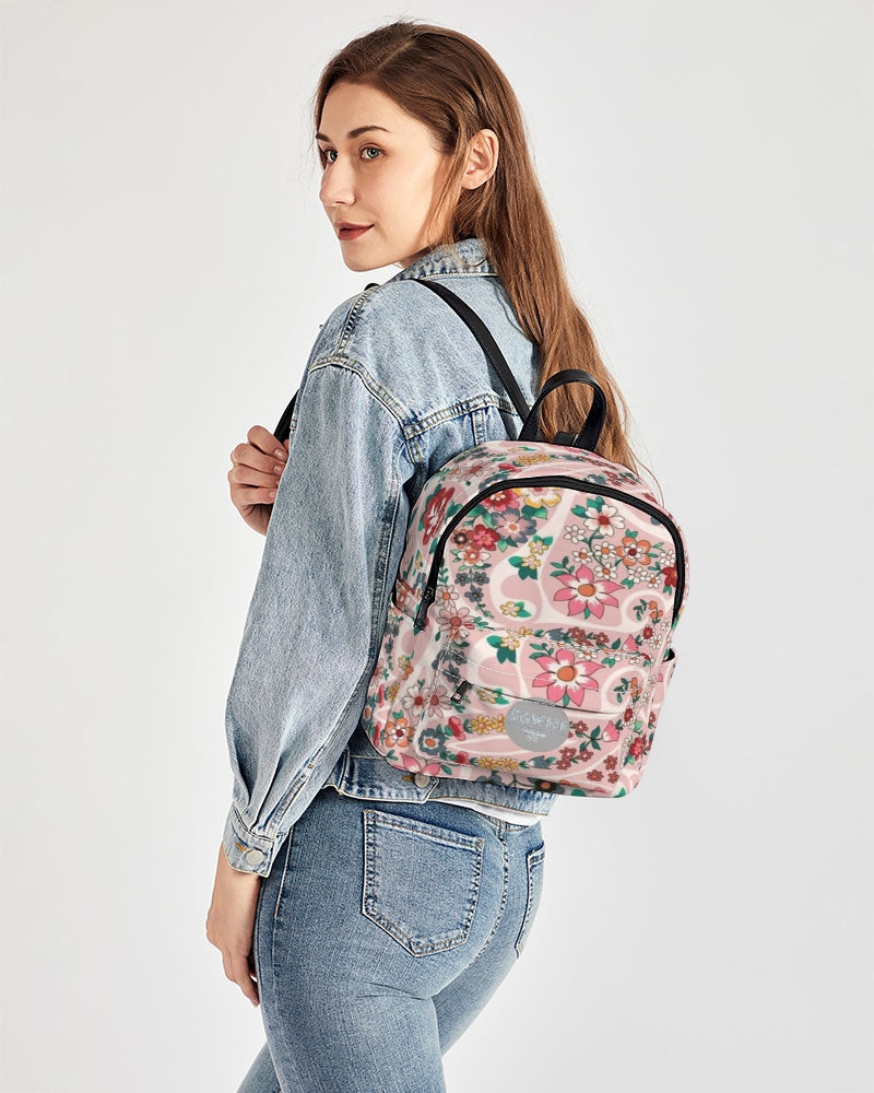 Pink abstract Pretty Sisters Mini Canvas Backpack