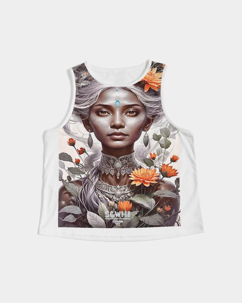 Blossom Indian Grey sister Women's All-Over Print Cropped Tank