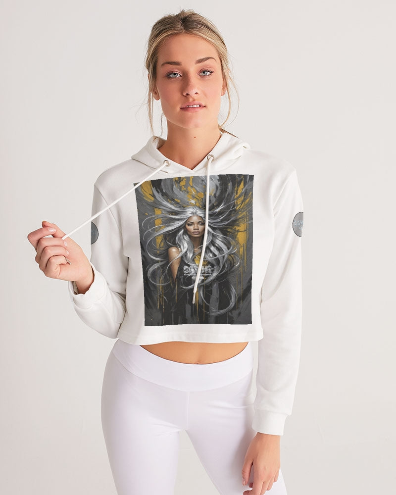 Black Sister Collection [Part 2 ] Women's All-Over Print Cropped Hoodie