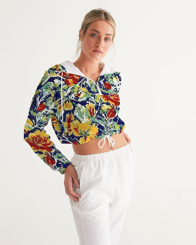 Painted floor design Women's All-Over Print Cropped Windbreaker