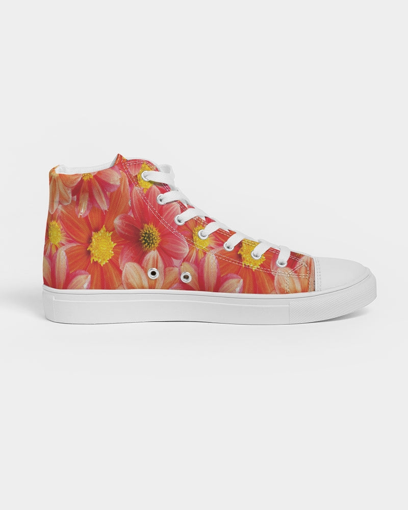 Beautiful blood orange flower design Women's Hightop Canvas Shoe