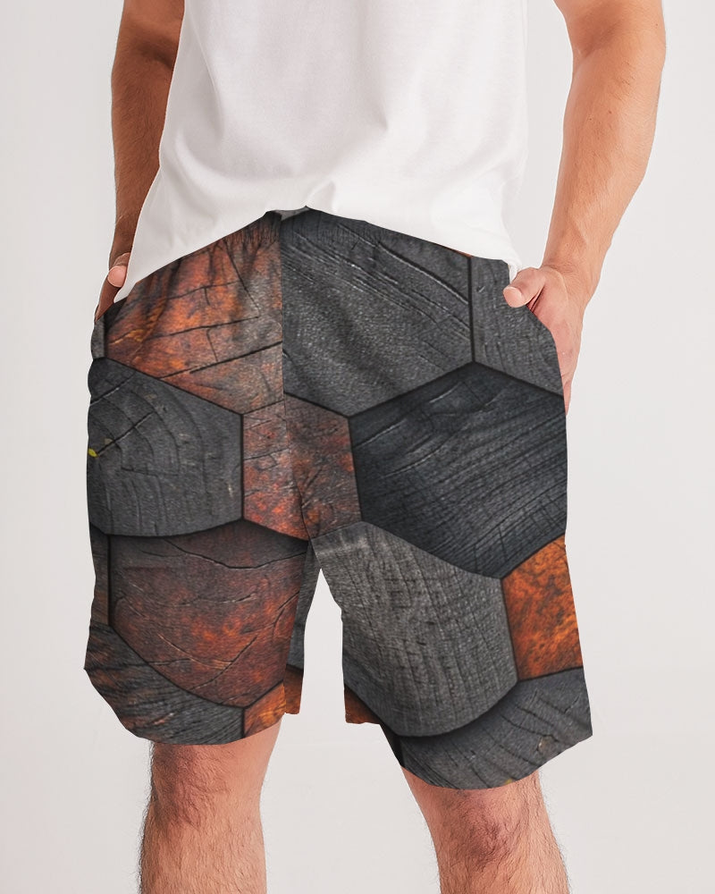 Cool stone hexagon patten 3D Men's All-Over Print Jogger Shorts