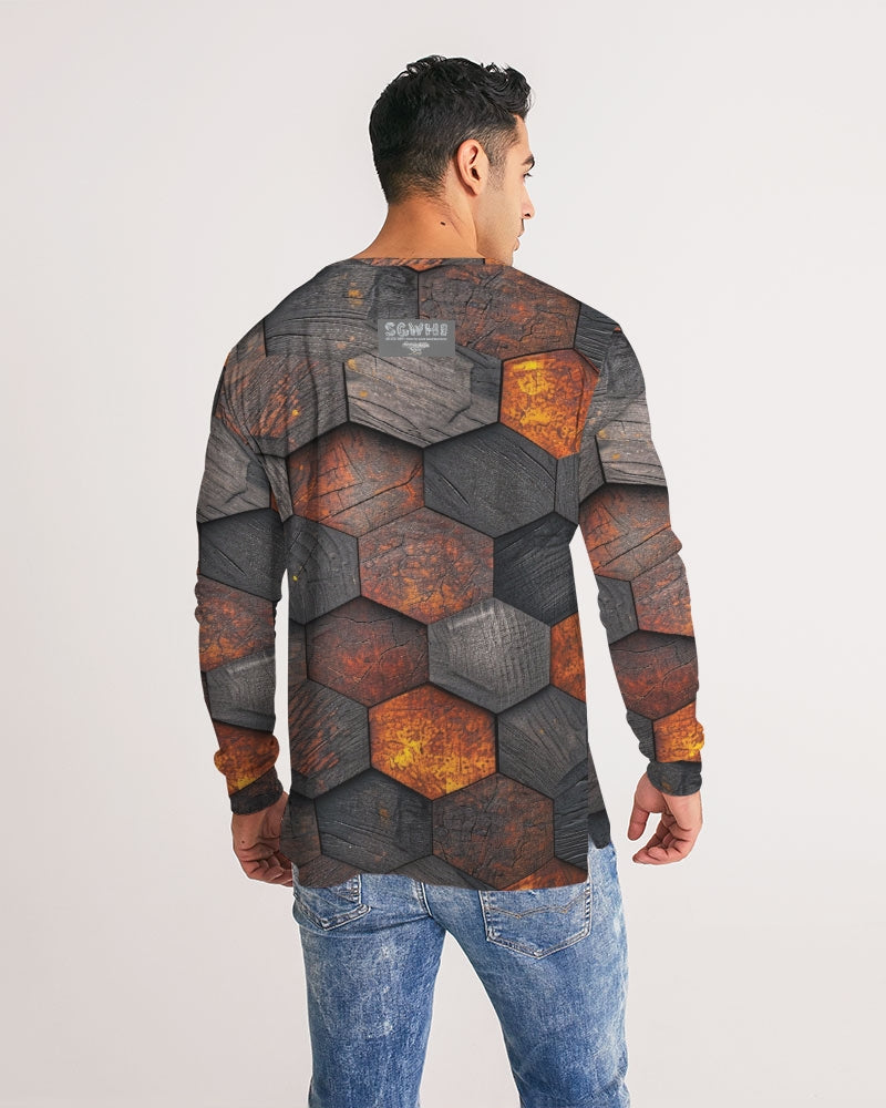 Cool stone hexagon patten 3D Men's All-Over Print Long Sleeve Tee