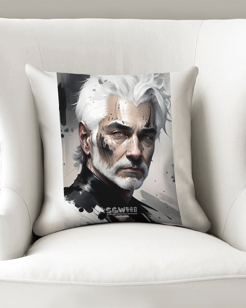 White silver grey fox King Throw Pillow Case 16"x16"