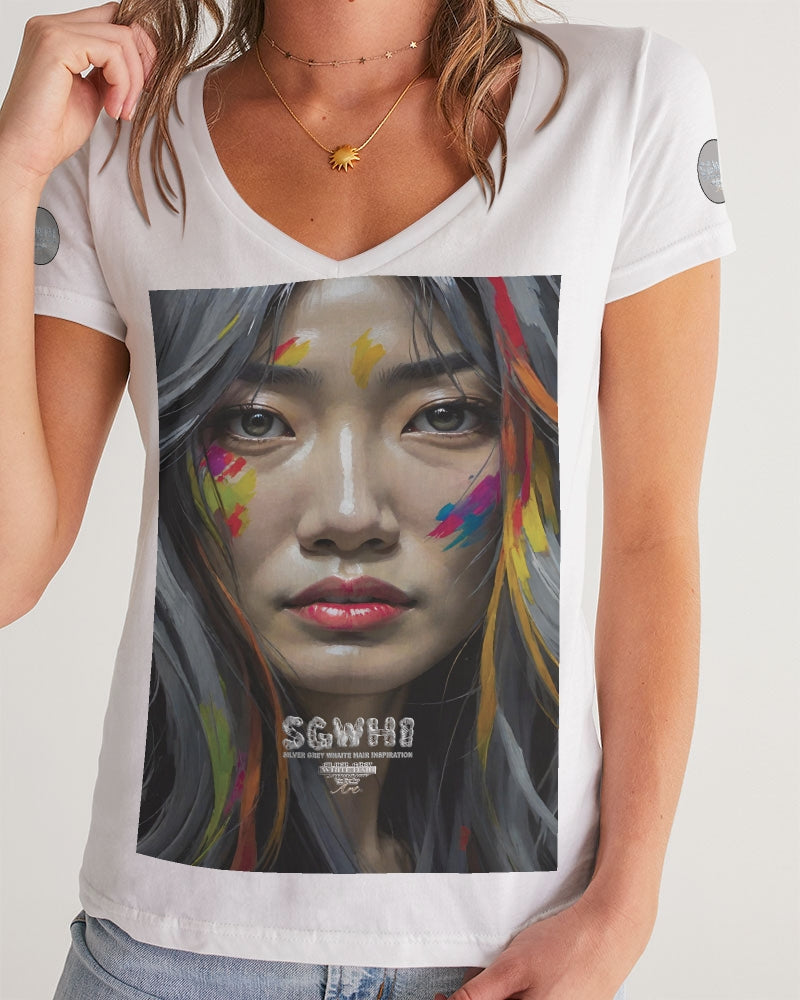 Asian Collection (Part 2 ) Women's All-Over Print V-Neck Tee