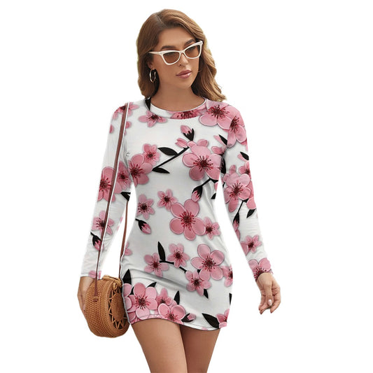 Women's Long Sleeve Round Neck Slim Dress