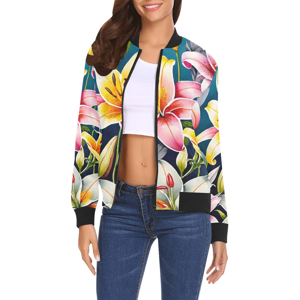 All Over Print Bomber Jacket for Women ( H19)