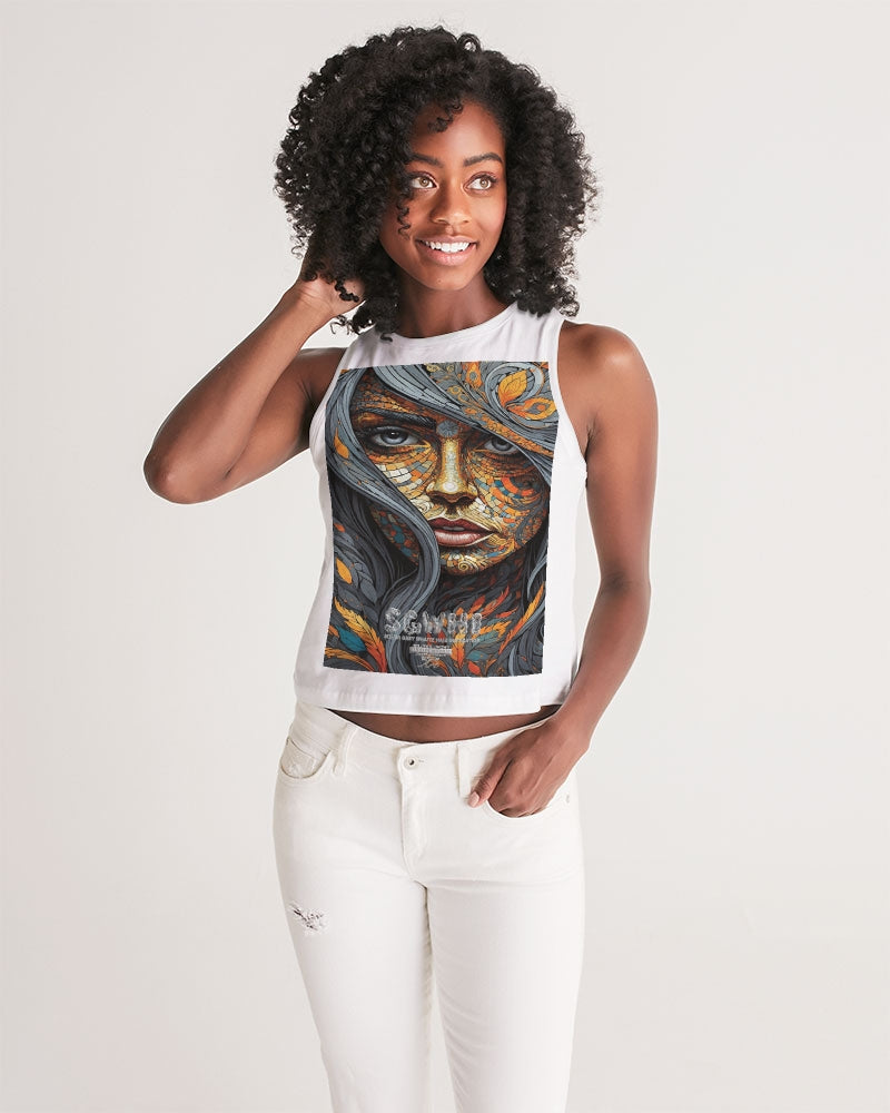 Beautiful Mosaic White Sister  Women's All-Over Print Cropped Tank