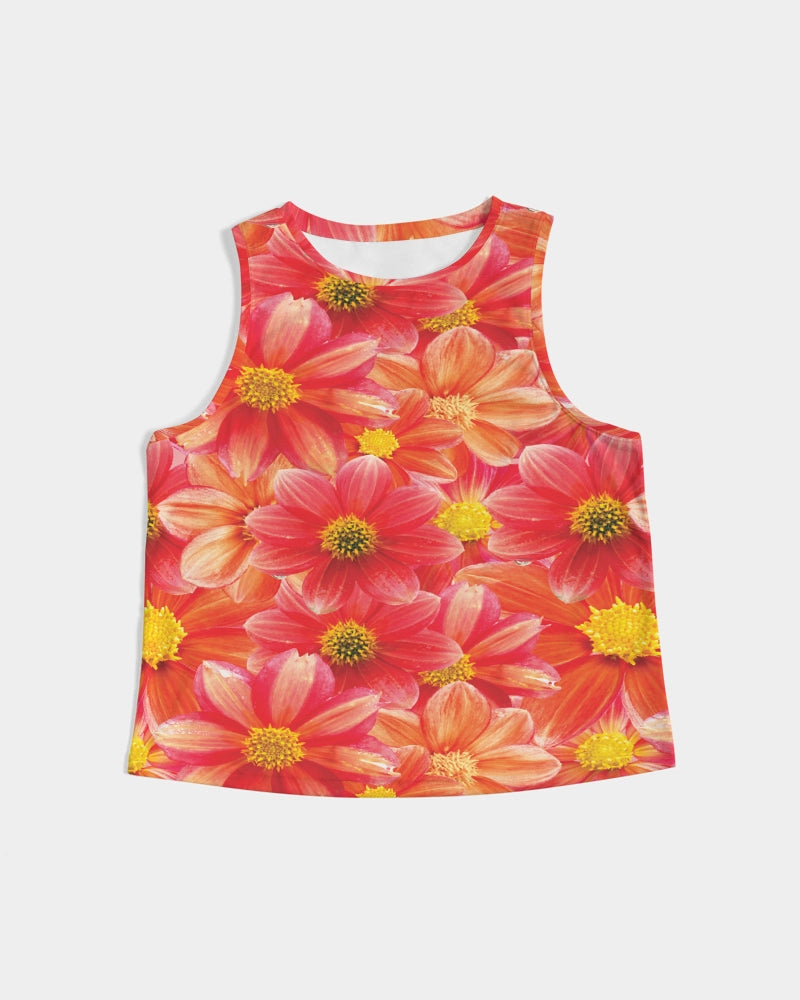 Beautiful blood orange flower design Women's All-Over Print Cropped Tank