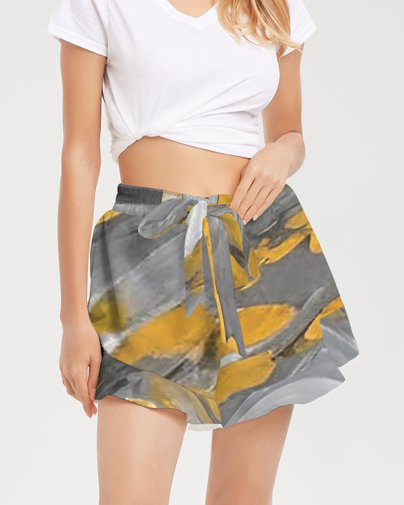 Black Sister Collection [Part 1 ] Women's All-Over Print Ruffle Shorts