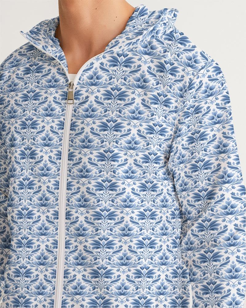 light blue Royal patten  Men's All-Over Print Windbreaker