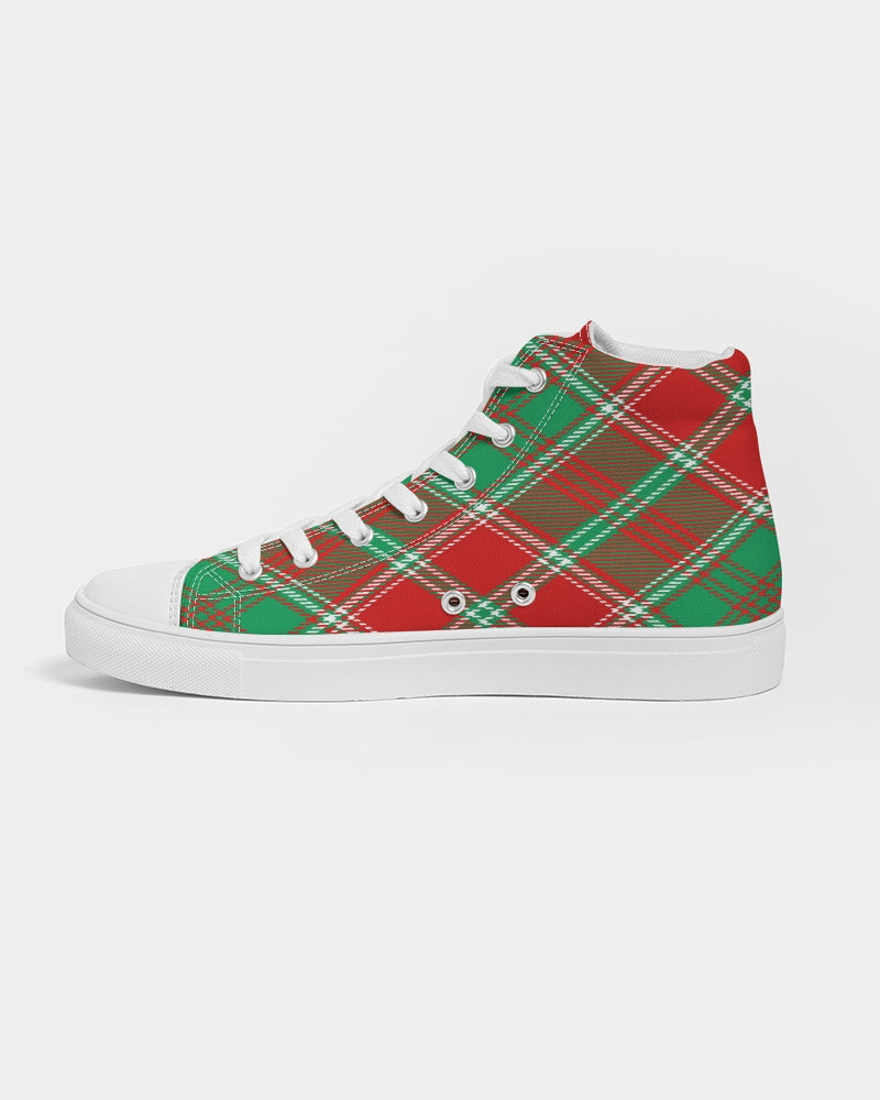 Red & Green cross pattern Men's Hightop Canvas Shoe