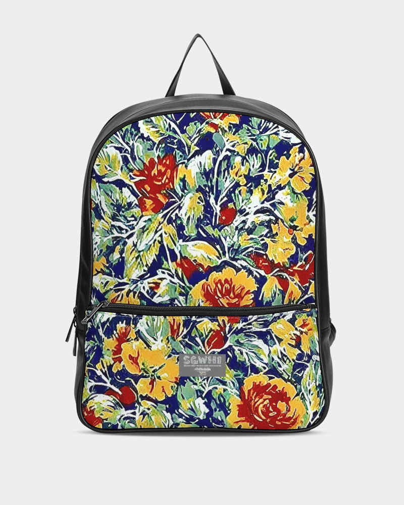 Painted flower design Classic Faux Leather Backpack