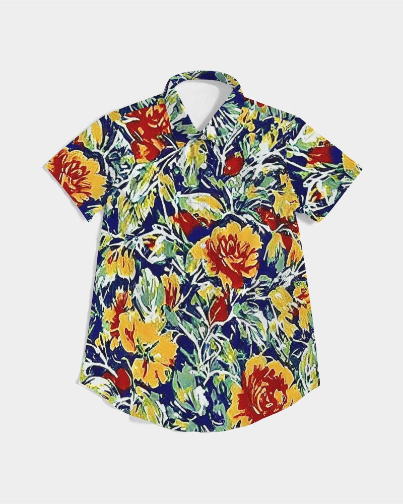 Painted floor design Women's All-Over Print Short Sleeve Button Up