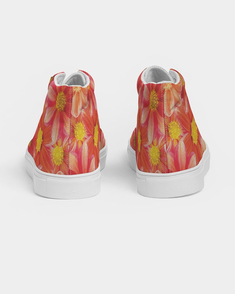 Beautiful blood orange flower design Women's Hightop Canvas Shoe