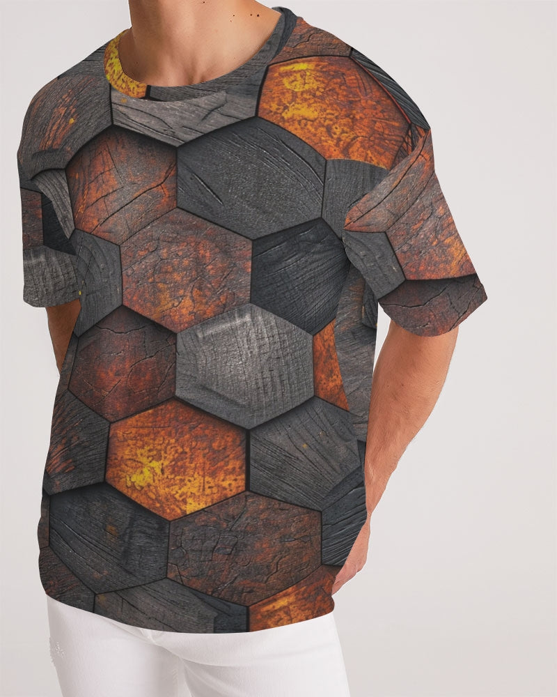 Cool stone hexagon patten 3D Men's All-Over Print Premium Heavyweight Tee