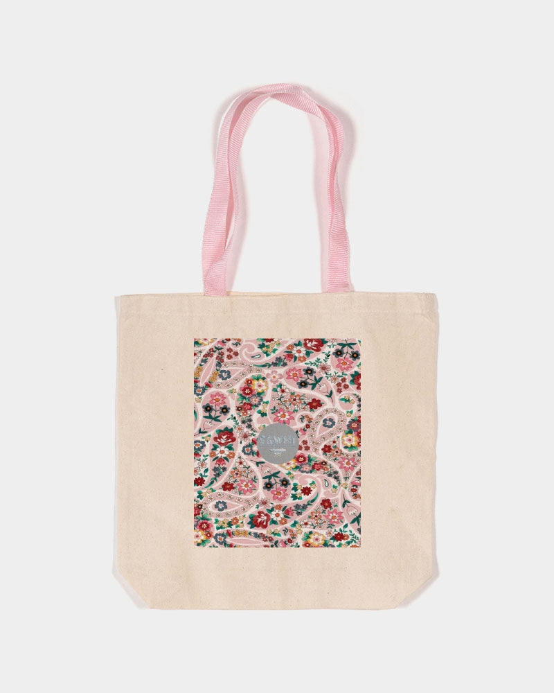 Pink abstract Pretty Sisters Canvas Tote with Contrast-Color Handles | Q-Tees