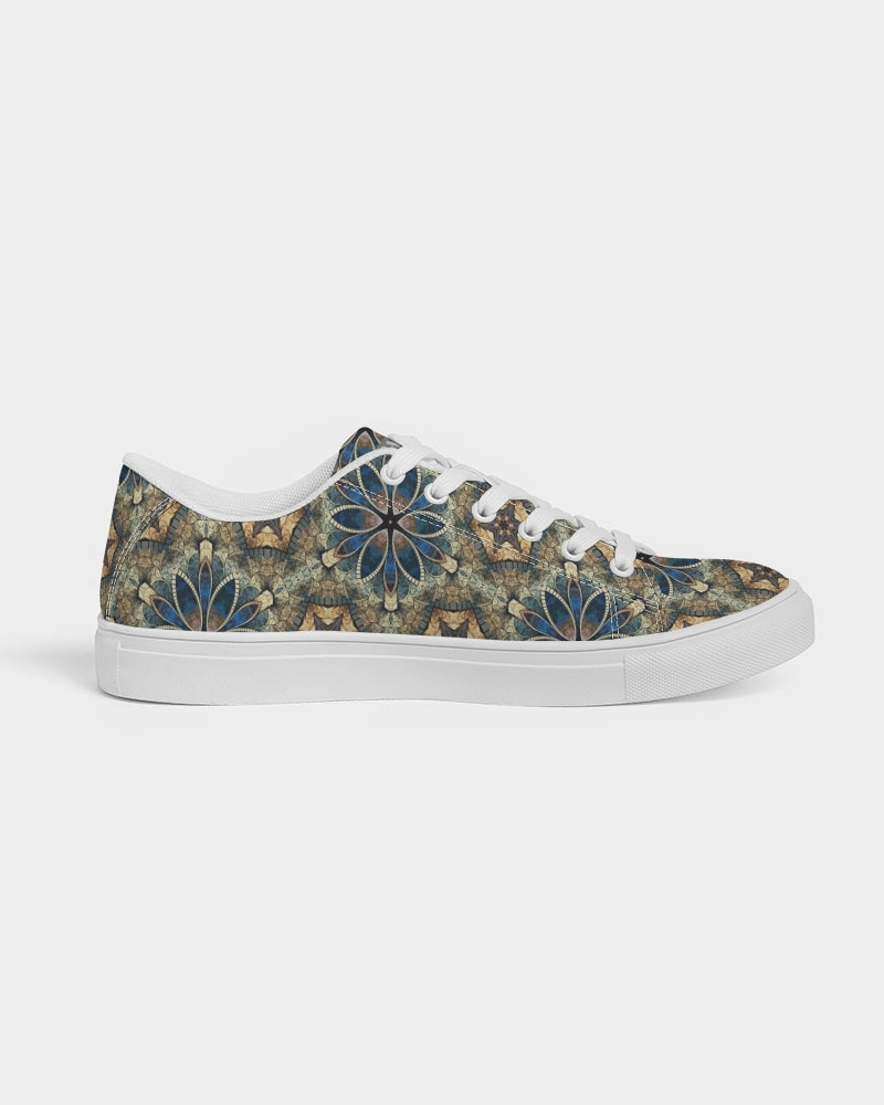 Green & Dark Blue almost star pattern. Men's Faux-Leather Sneaker