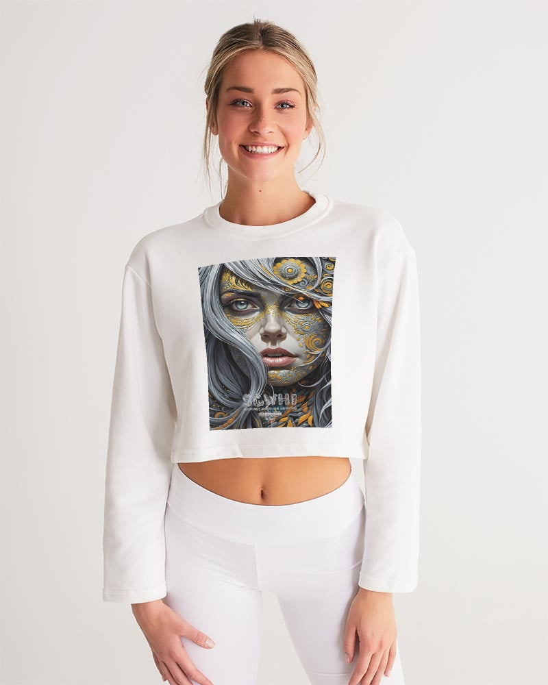 Sweet Silver Yellow Flower Grey Hair sister.[Part three] Women's All-Over Print Cropped Sweatshirt