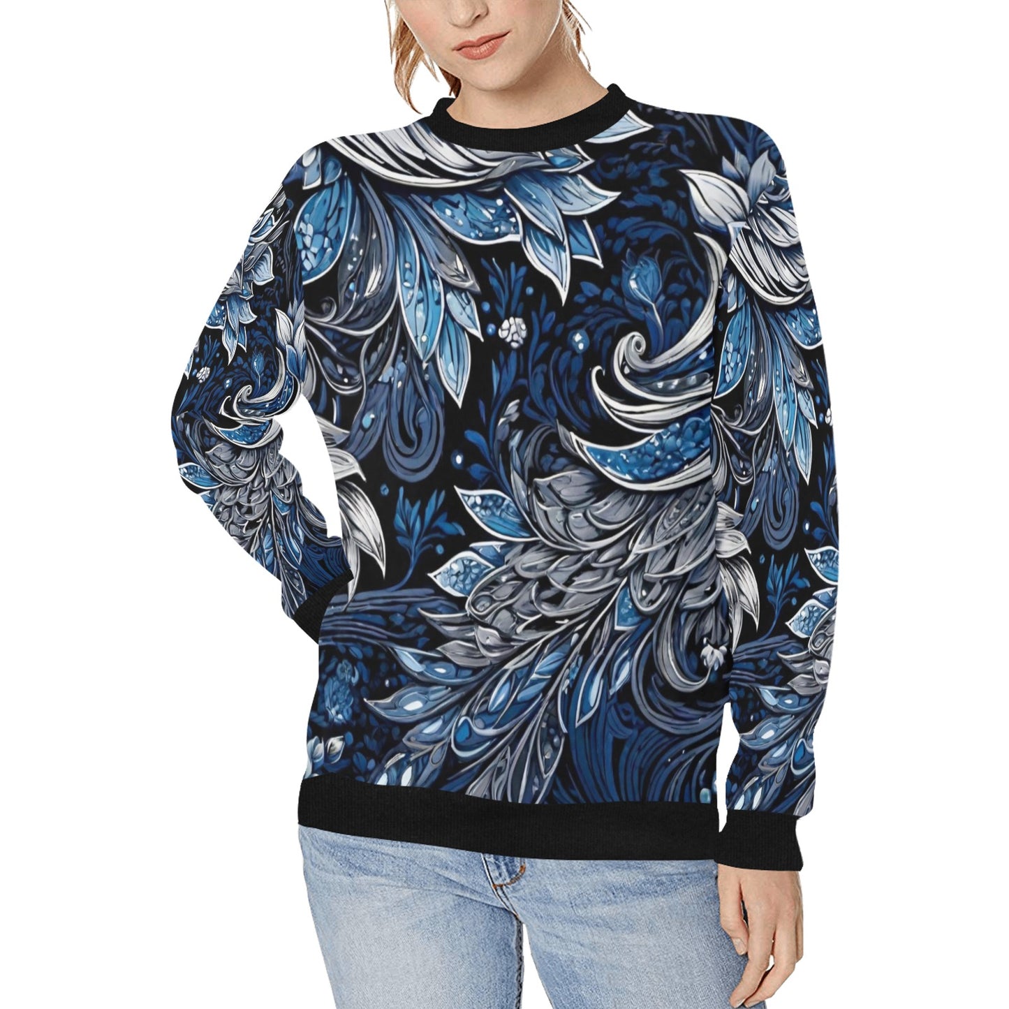 Women's Rib Cuff Crew Neck Sweatshirt (H34)