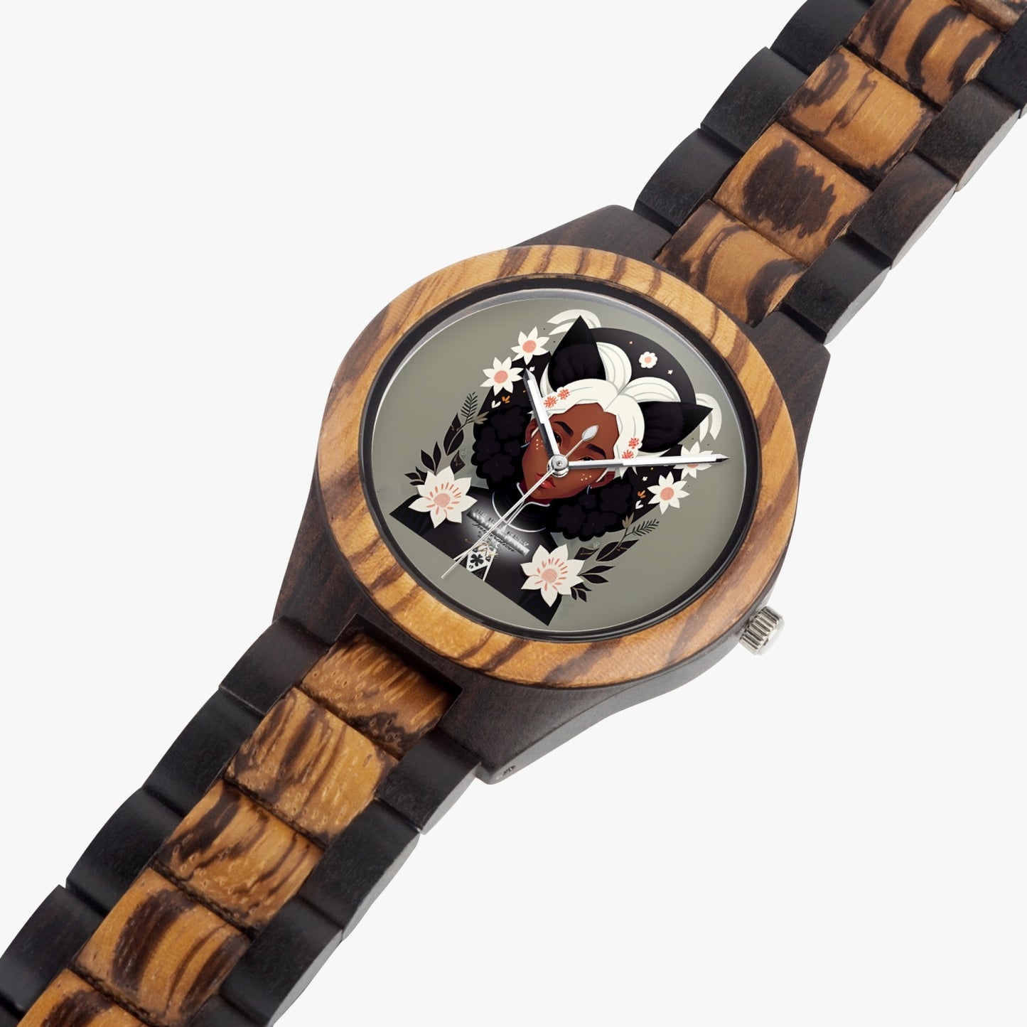 Nubian Silverfox Indian Ebony Wooden Watch