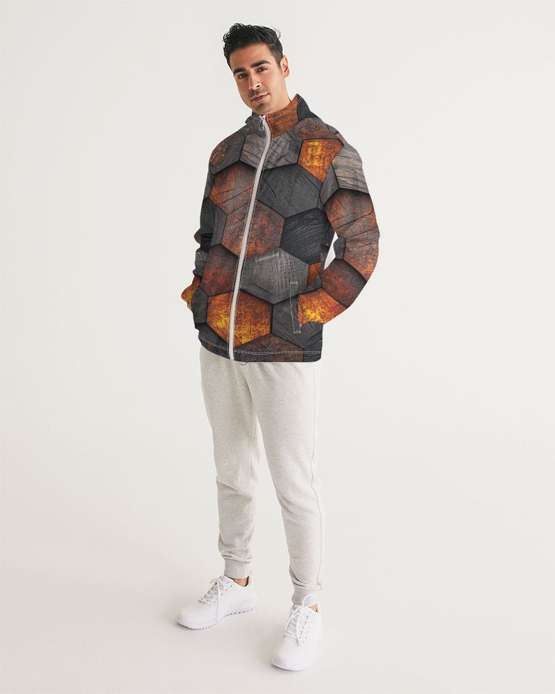 Cool stone hexagon patten 3D Men's All-Over Print Windbreaker