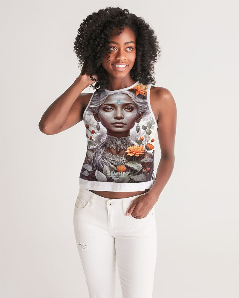 Blossom Indian Grey sister Women's All-Over Print Cropped Tank