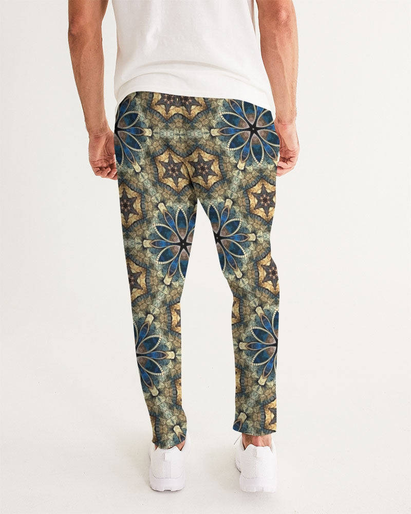 Green & Dark Blue almost star pattern. Men's All-Over Print Joggers