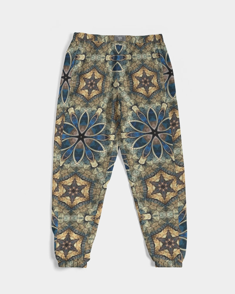 Green & Dark Blue almost star pattern. Men's All-Over Print Track Pants