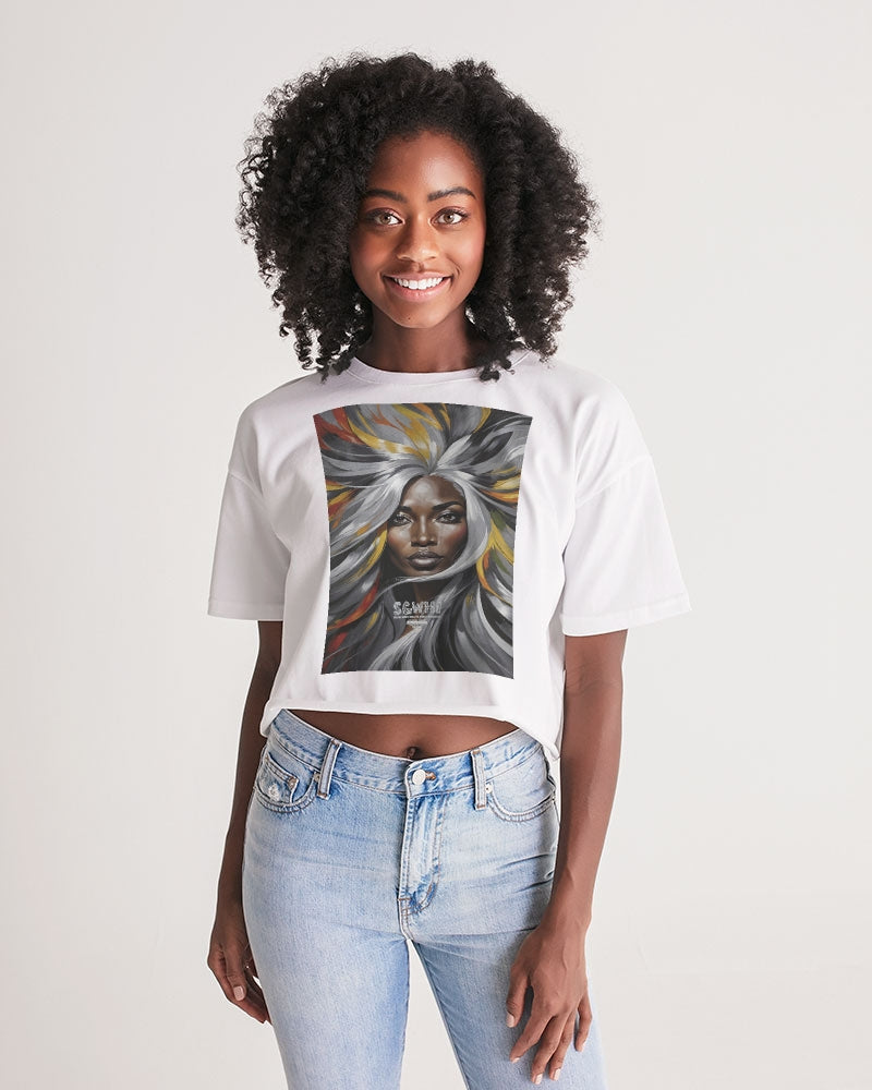 Black Sister Collection [Part 1 ] Women's All-Over Print Lounge Cropped Tee