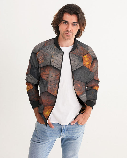 Cool stone hexagon patten 3D Men's All-Over Print Bomber Jacket