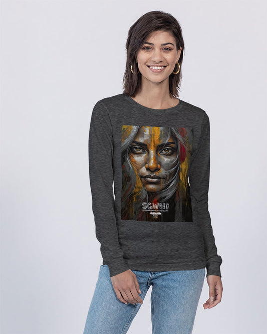 South Asian silver grey white hair sisters portrait  Unisex Jersey Long Sleeve Tee | Bella + Canvas