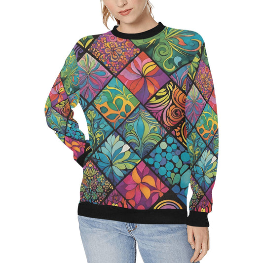 Women's Rib Cuff Crew Neck Sweatshirt (H34)