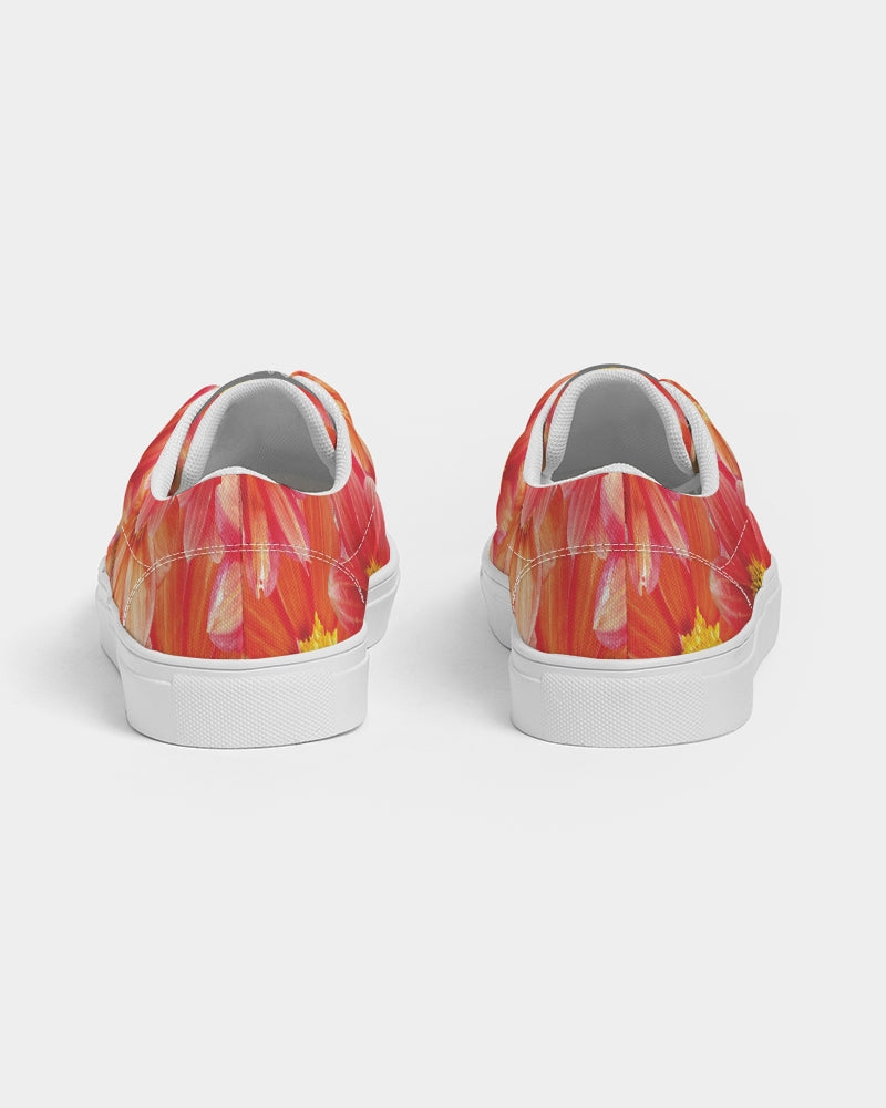 Beautiful blood orange flower design Women's Lace Up Canvas Shoe