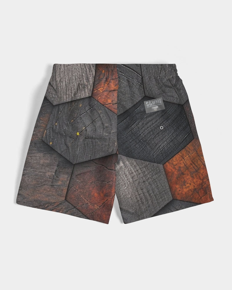 Cool stone hexagon patten 3D Men's All-Over Print Swim Trunk