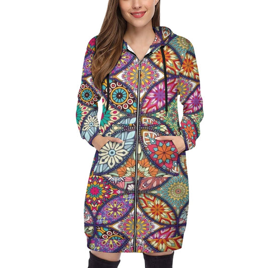 Women's full print long Hoodie