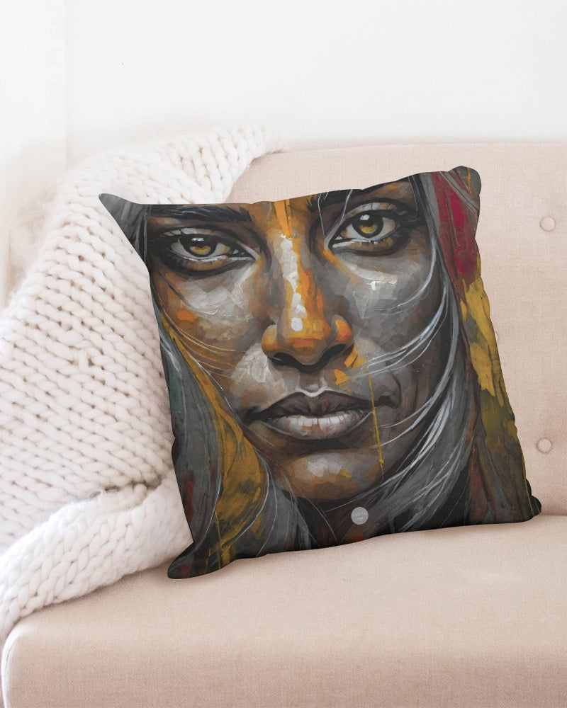 South Asian silver grey white hair sisters portrait  Throw Pillow Case 20"x20"