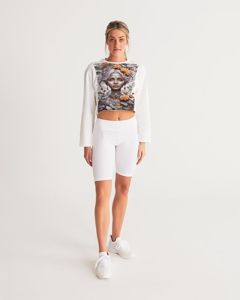 Blossom Indian Grey sister Women's All-Over Print Cropped Sweatshirt