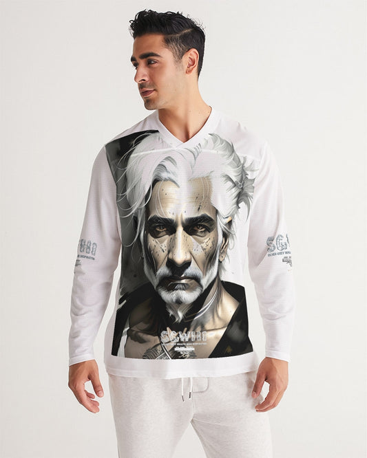 Handsome Silver grey Indian ink Portrait Men's All-Over Print Long Sleeve Sports Jersey