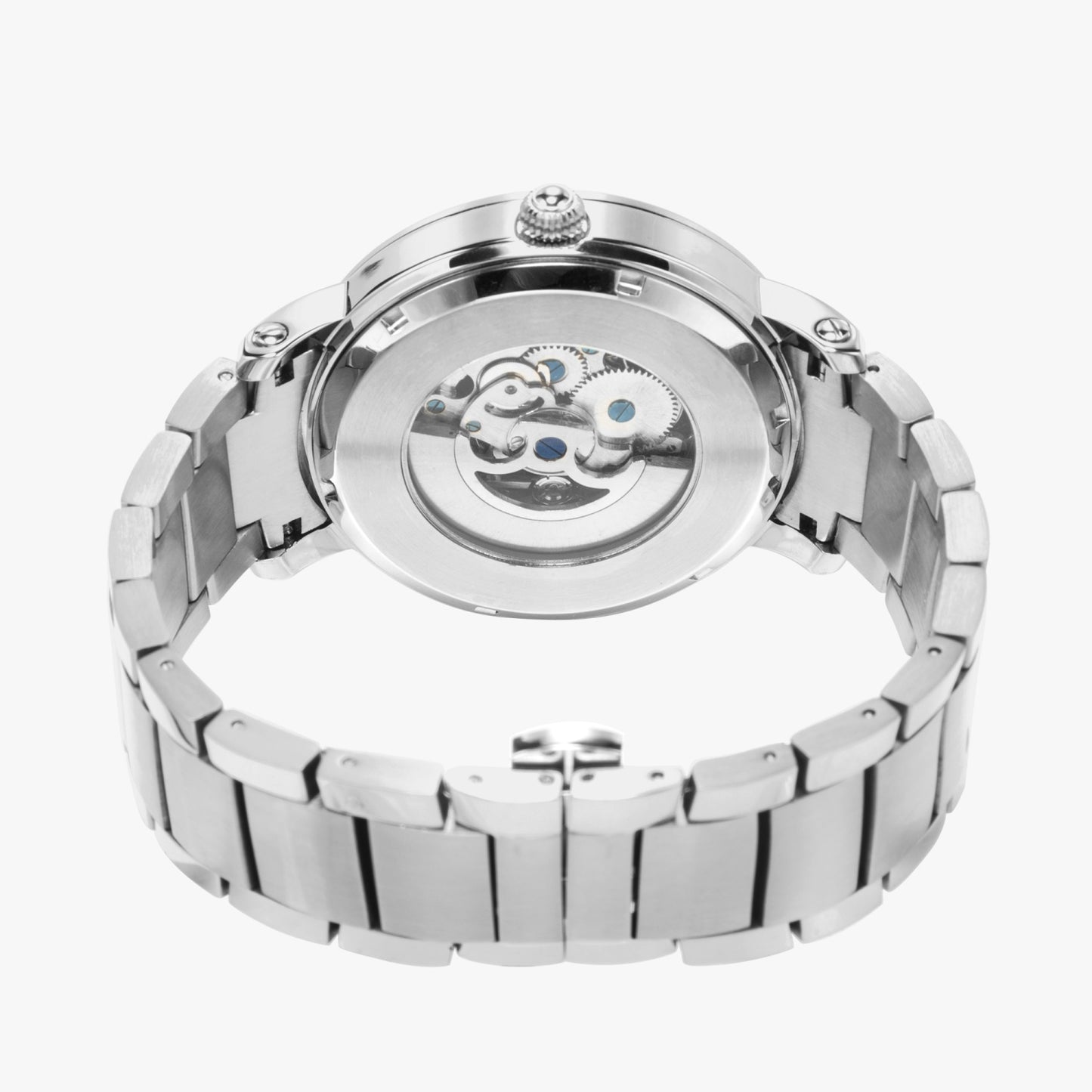 Silver grey white hair inspiration abstract pattern New Steel Strap Automatic Watch (With Indicators)