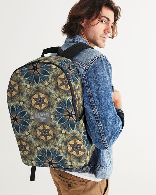 Green & Dark Blue almost star pattern. Large Backpack