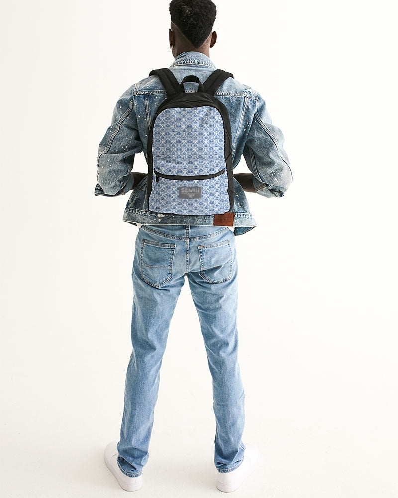 light blue Royal patten  Small Canvas Backpack