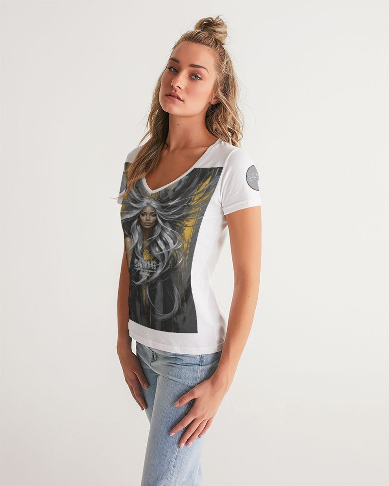 Black Sister Collection [Part 2 ] Women's All-Over Print V-Neck Tee