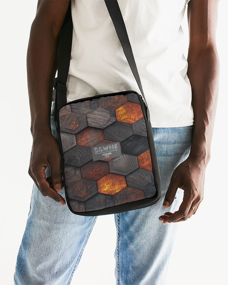 Cool stone hexagon patten 3D Messenger Pouch