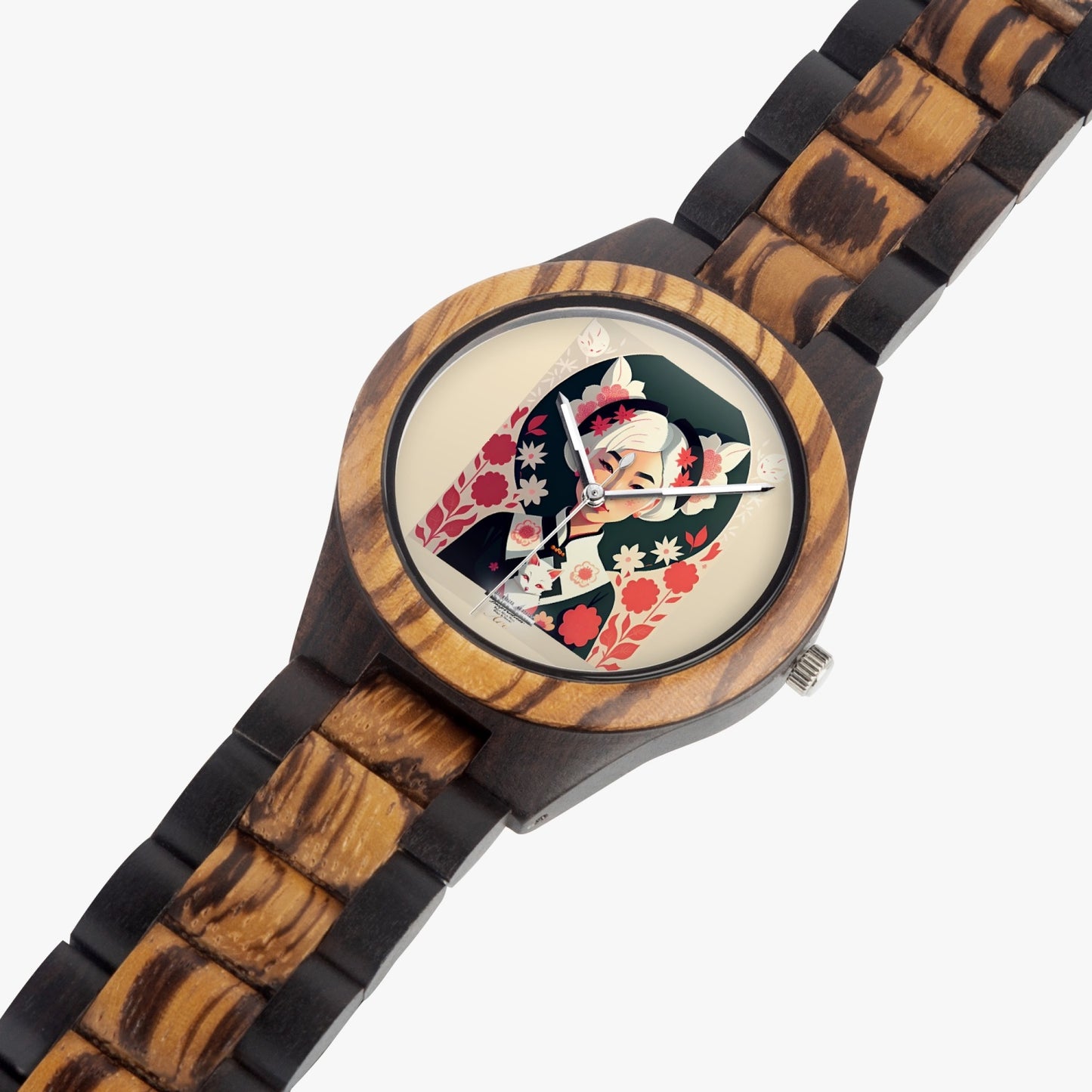 Asian the SilverFox  Indian Ebony Wooden Watch