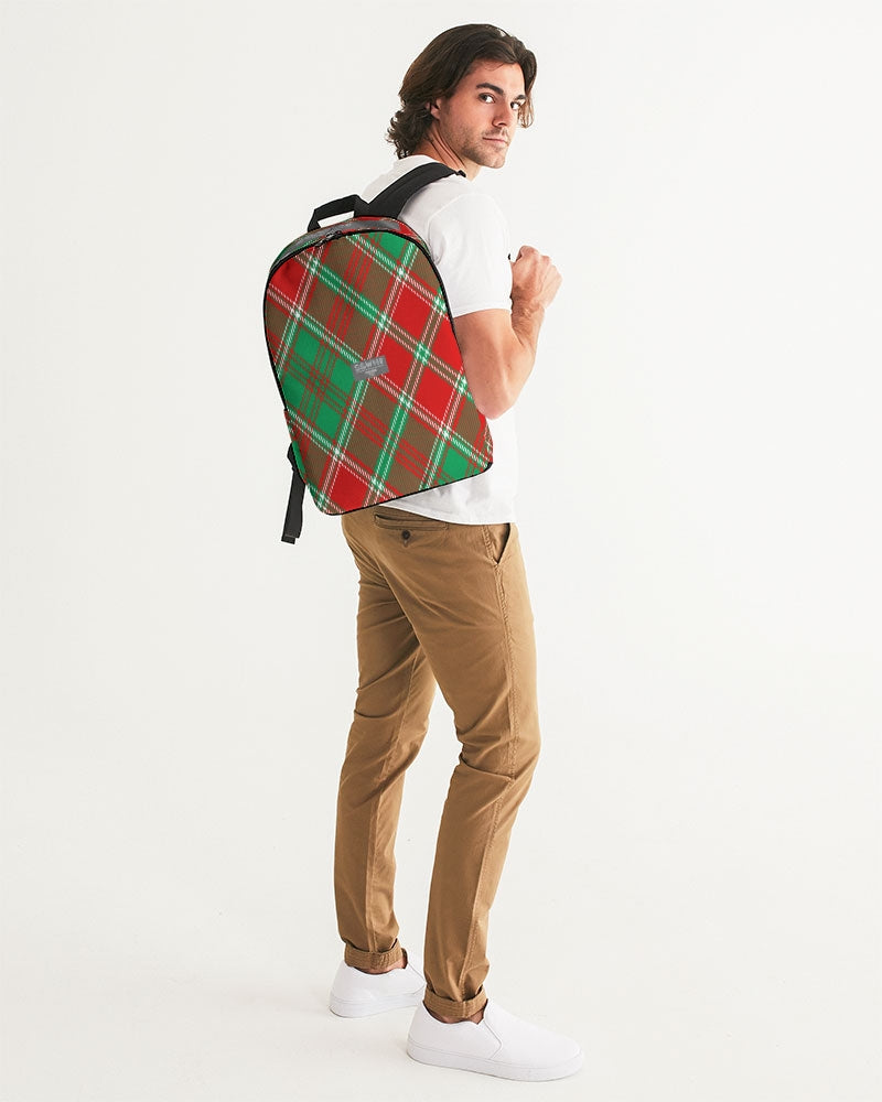 Red & Green cross pattern Large Backpack